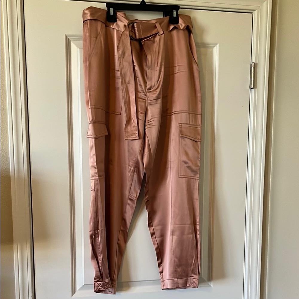 Banana Republic 100% Silk Pink Cargo Pants